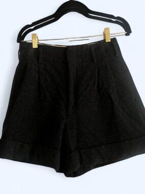 Comme des Garçons charcoal grey wool trouser shorts with a relaxed fit, size XS